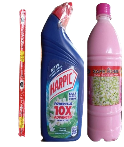 Fest Combo of 3 units Red Broomstick,Harfic and Safe Home Clean No 1
