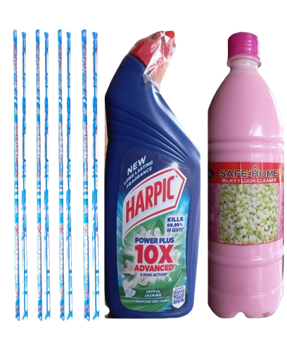 Fest Combo of 3 units Blue Broomstick,Harfic and Safe Home Clean No 1